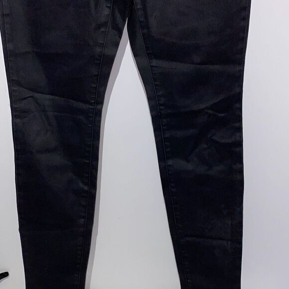 Eileen Fisher Women's Black Organic Cotton Blend Wax Coated Skinny Jeans Size 8 - Picture 2 of 10